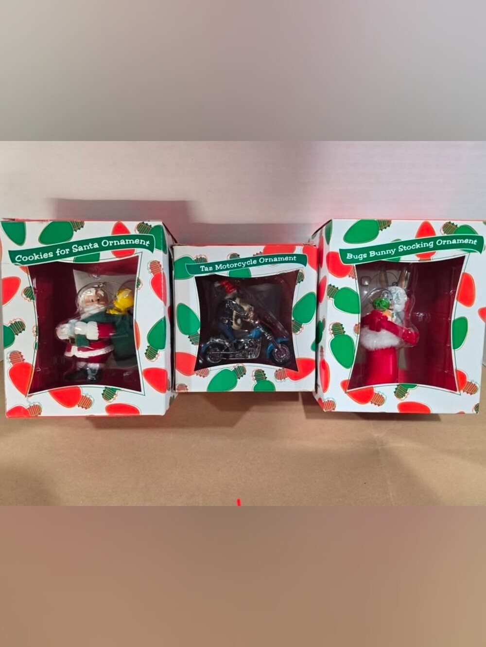 1999 Warner Bro's Studio Taz, Bugs Bunny & Santa VTG Ornaments - Lot of 3 GUC
